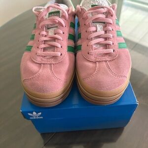 Adidas Gazelle Pink and Green Suede Sneakers